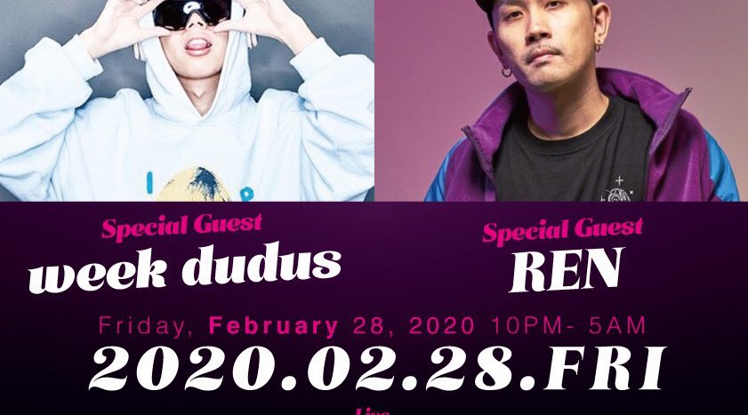 2019.2.28 Fri.(金)Special Guest:week dudus, DJ REN week dudus XD Release Party in Hiroshima -UIDC SP-