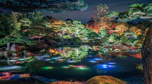 「松江市が贈る冬の風物詩」総計130万球!和のイルミネーションが松江を代表する日本庭園に彩る。【黄金の島 ジパング 2020】開催!さらに、島根半島の聖なる岬「美保関」で歴史と伝統を堪能