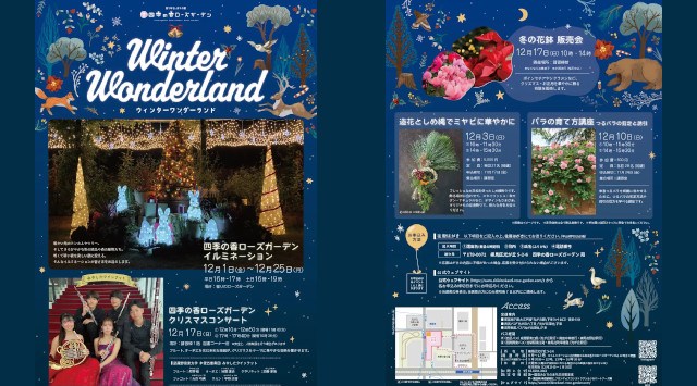 練馬区立 四季の香ローズガーデン、ウィンターワンダーランド開催/温かい光のクリスマスイルミネーションが夜のバラ園を彩る 2023年12月1日(金)~12月25日(月)入園無料