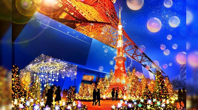 TOKYO TOWER Winter Fantasy ~Orange illumination 2024~クリスマスツリーに見立てた高さ10mの『リトル東京タワー』オブジェが正面玄関前に登場!