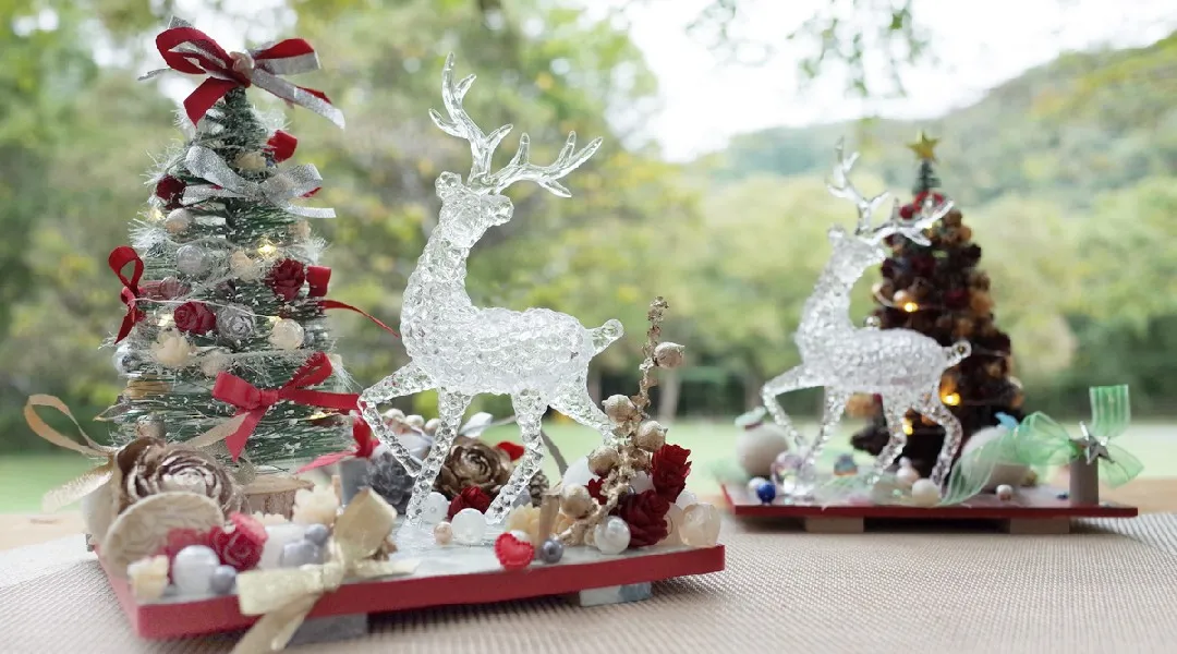 クリスマス限定　木工｢ミニチュアツリートとなきのジオラマ｣