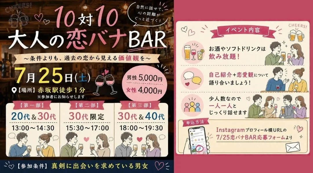 10対10大人の恋バナBAR 〜条件よりも、過去の恋から見える価値観を
