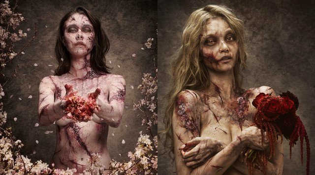 花とゾンビのアート展「FLOWER ZOMBIE」が、4日間限定で開催～ ハロウィンに先駆け、四季の花々に彩られたゾンビをボディペイントで表現　オリジナルデザインTシャツも発売 ～ハロウィンイベント