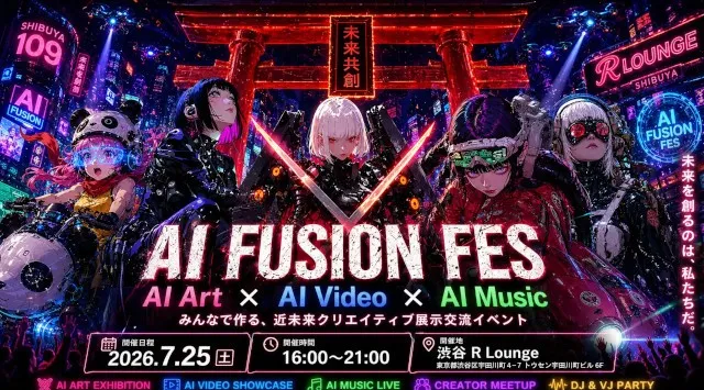 AI FUSION FES - AIイラスト・AI動画・AI音楽が交差するリアル交流イベント - 2026年7月25日(土) 渋谷 R Loungeにて開催決定 合同会社スケープジャパン