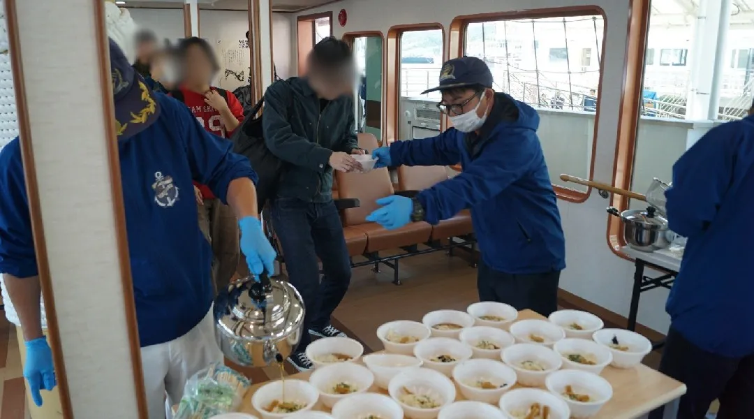 遊覧船での非常食（素麺）提供訓練を無事実施