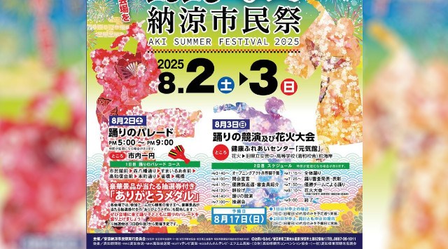 安芸納涼市民祭 花火大会2025 安芸市健康ふれあいセンター「元気館」高知県安芸市寿町 - 日程・見どころ・混雑状況・開催場所 - 夏祭り 花火大会