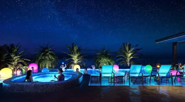 光でととのう、冬の南国リゾート seven x seven 石垣が光の演出プログラム「Lightscape Ishigaki」を12月1日から開始　サウナとプールで“チル”&“ファン”を味わう