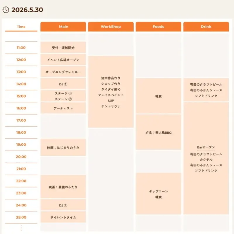 無人島での野外シネマフェス開催！【MUJINTO cinema CAMP JINOSHIMA】 イベント詳細発表！上映作品は『はじまりのうた』と『最強のふたり』！株式会社ジョブライブ