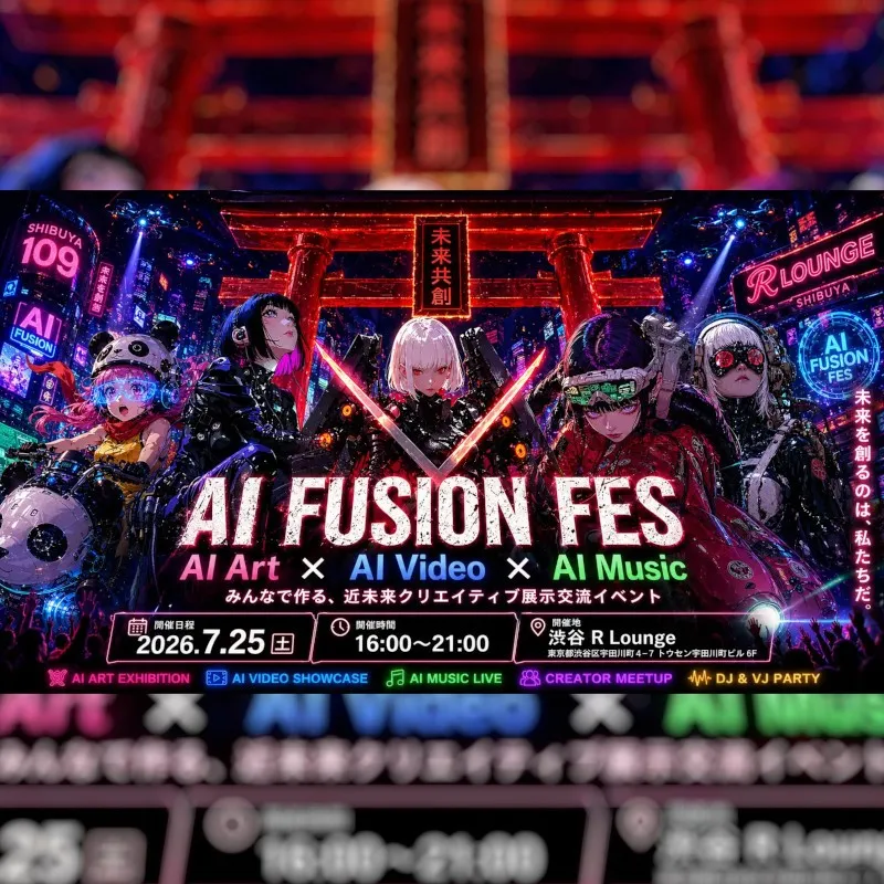 AI FUSION FES - AIイラスト・AI動画・AI音楽が交差するリアル交流イベント - 2026年7月25日(土) 渋谷 R Loungeにて開催決定 合同会社スケープジャパン