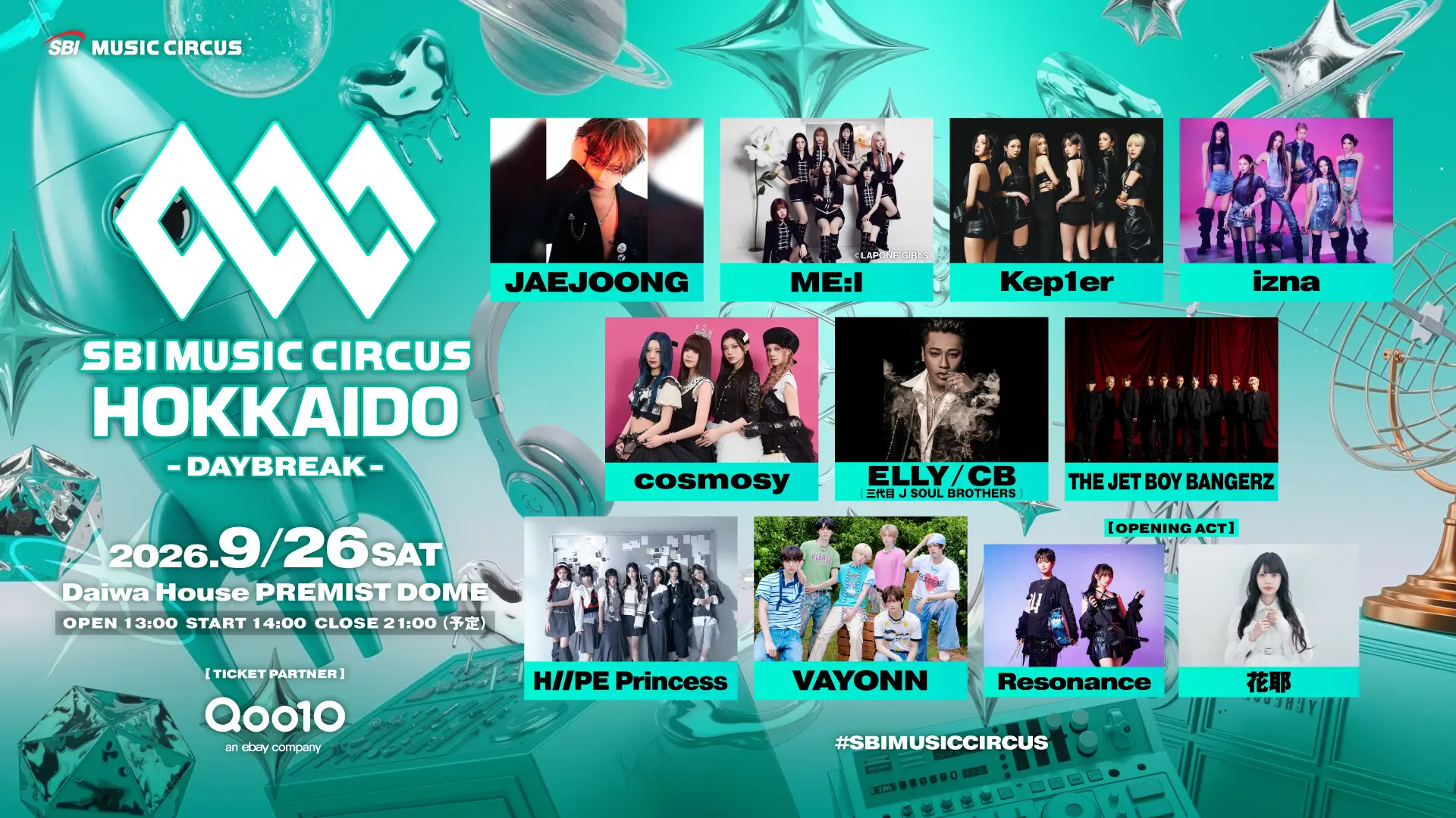 【北海道・札幌市】日韓ハイブリッド音楽フェス 「SBI MUSIC CIRCUS HOKKAIDO - DAYBREAK -」 出演アーティストフルラインナップ発表のお知らせ