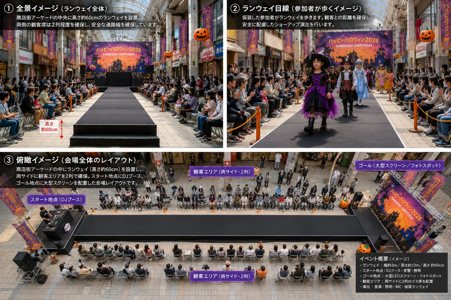 カワハロ終了から7年、大学生が「川崎のハロウィン」に挑戦。銀柳街30mをランウェイに、一般参加型ファッションショー開催　川崎銀柳街商業協同組合