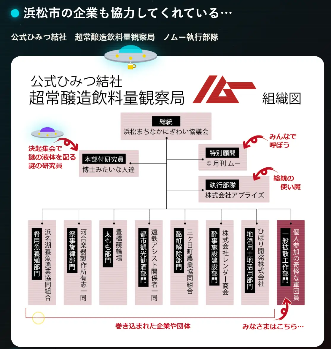 “浜松のビール好き”集まれ！ 「ムー」がクラフトビールフェスに参戦、ひみつ結社「ノムー」相談役に就任 浜松のビール消費量を1位にせよ！おトクな「チケット付きTシャツ」購入で、誰でもノムー団員になれる