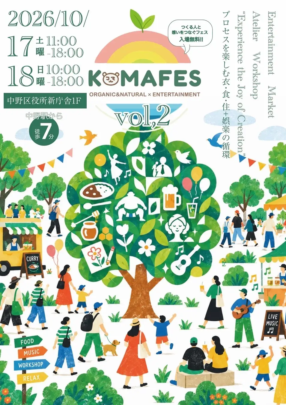 元宝塚で中野区アンバサダー　沙央くらま主催の「KOMAFES」が今年は二日間で開催決定！！10月17日・18日、中野区役所で2日間開催。衣・食・住＋娯楽の“プロセス”の循環を未来へつなぐ