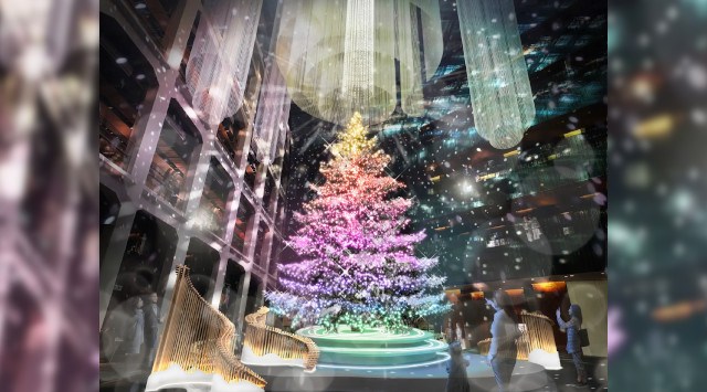 全長約13mの本物のモミの木「White Layer Tree」がアトリウムに出現　ＫＩＴＴＥのクリスマスイベント「ＷＨＩＴＥ　ＫＩＴＴＥ」開催 JPビルマネジメント株式会社